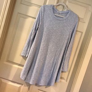 Ice Blue Long Sleeve Swing Dress